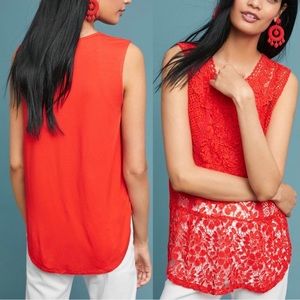 Anthro | Tiny Gardenia Red Crochet Tank